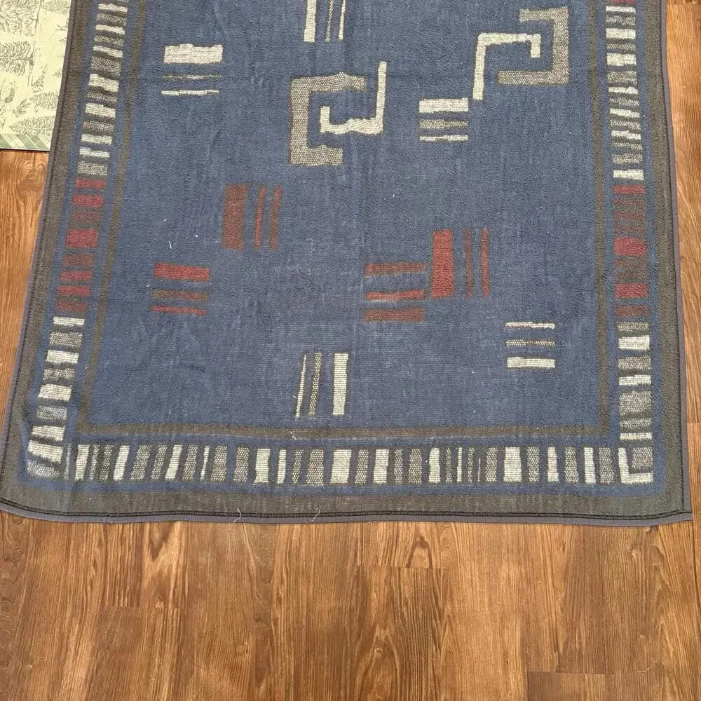 Vintage 90s RARE Biederlack Reversible Geometric Southwestern Art Blanket 73x51‎